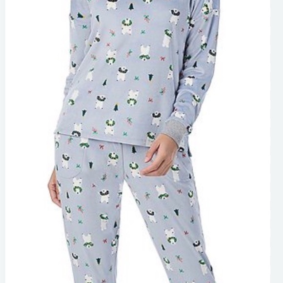 Cuddl Duds size MEDIUM women fleece pajama set. Polar bear Christmas - Picture 8 of 8